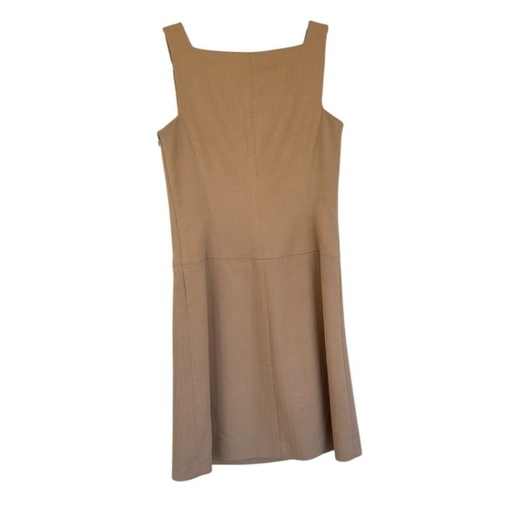 BCBG Max Azria Beige Sheath Dress Square Neck Sleeveless Business USA Made - Picture 2 of 10